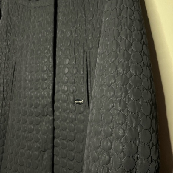 Betsey Johnson Black Quilted Heart Button Back Bow Babydoll Jacket Coat - Picture 3 of 16